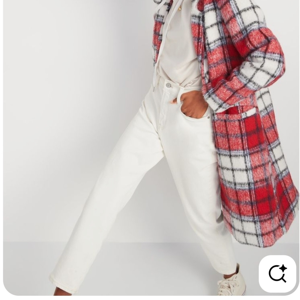 Old Navy Red and White Plaid Coat